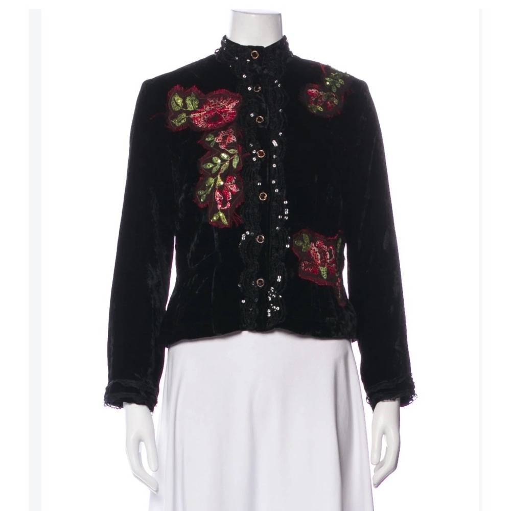 Alberta Makali Floral embellished velvet jacket